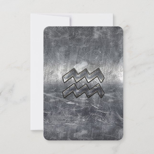Aquarius Zodiac Distress Silver Steel Style (Voorkant)