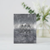Aquarius Zodiac Distress Silver Steel Style Briefkaart (Staand voorkant)