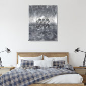 Aquarius Zodiac Distress Silver Steel Style Canvas Afdruk (Insitu (Slaapkamer))