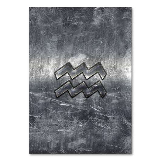 Aquarius Zodiac Distress Silver Steel Style Kaart (Voorkant)