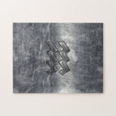 Aquarius Zodiac Distress Silver Steel Style Legpuzzel (Horizontaal)