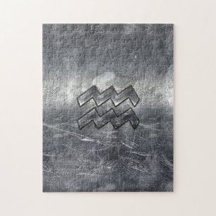 Aquarius Zodiac Distress Silver Steel Style Legpuzzel