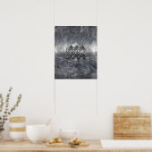 Aquarius Zodiac Distress Silver Steel Style Poster (Keuken)