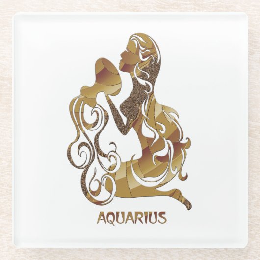 Aquarius Zodiac Glazen Onderzetter (Voorkant)