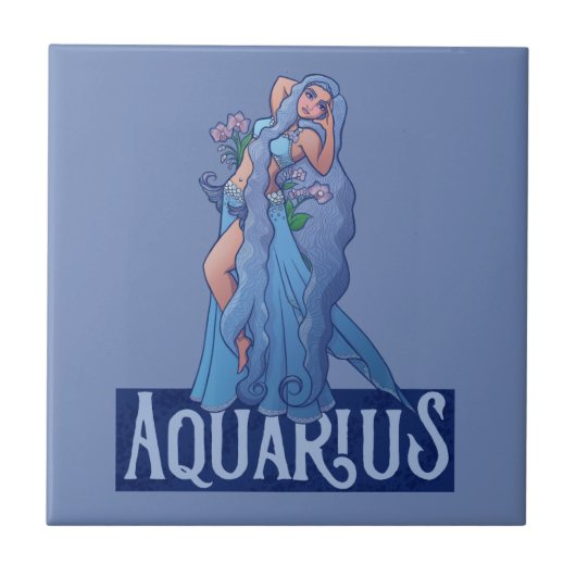 Aquarius Zodiac Goddess Belly Dancer Art Birthday Tegeltje (Voorkant)