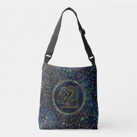 Aquarius Zodiac Gold Abalone op constellatie Crossbody Tas (Voorkant)