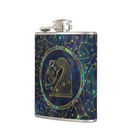 Aquarius Zodiac Gold Abalone op constellatie Heupfles (Links)