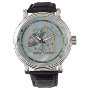 Aquarius Zodiac Gold Abalone op constellatie Horloge