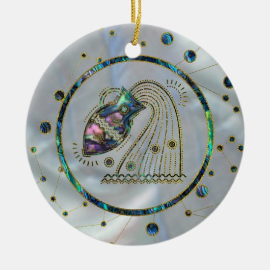 Aquarius Zodiac Gold Abalone op constellatie Keramisch Ornament (Voorkant)