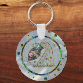 Aquarius Zodiac Gold Abalone op constellatie Sleutelhanger (Voorkant)