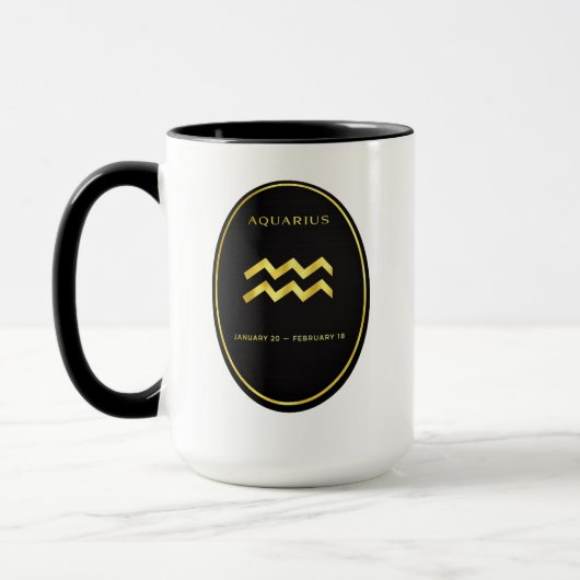 Aquarius Zodiac Gold Oval Emblem Mug | Luxury Astr Mok (Links)
