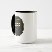 Aquarius Zodiac Gold Oval Emblem Mug | Luxury Astr Mok (Voorkant links)