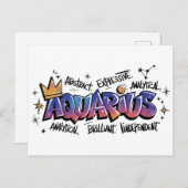 Aquarius Zodiac Graffiti  Briefkaart (Voorkant / Achterkant)