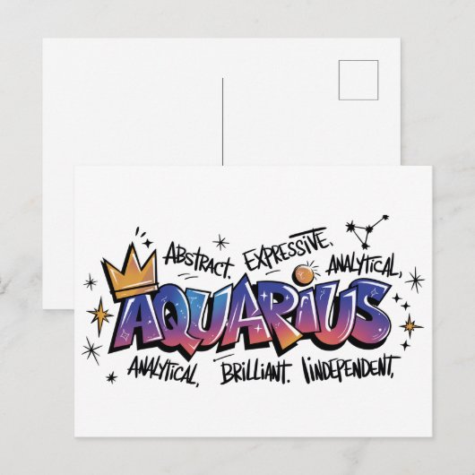 Aquarius Zodiac Graffiti  Briefkaart (Voorkant / Achterkant)