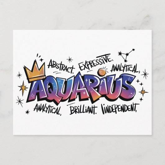 Aquarius Zodiac Graffiti  Briefkaart (Voorkant)