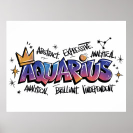 Aquarius Zodiac Graffiti  Poster