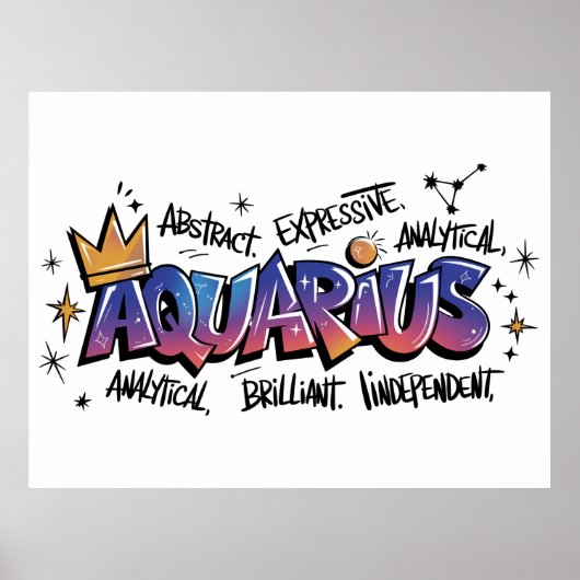 Aquarius Zodiac Graffiti Poster (Voorkant)