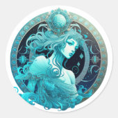 Aquarius Zodiac Graphic Ronde Sticker (Voorkant)