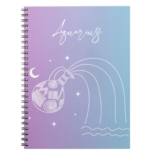 Aquarius zodiac horoscoop-sterbordgradiënt notitieboek (Voorkant)