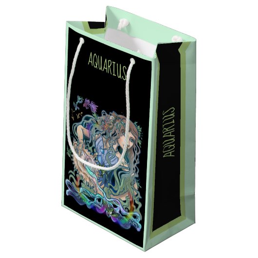 Aquarius Zodiac Klein Cadeauzakje (Achterkant Gekanteld)