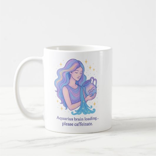 Aquarius Zodiac Mug – Brain Loading, Please Caffei Koffiemok (Links)