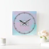 Aquarius Zodiac op moeder van parelstijl Vierkante Klok (Huis)