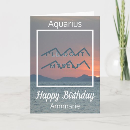 Aquarius Zodiac Quote Blue & White Birthday Kaart (Voorkant)