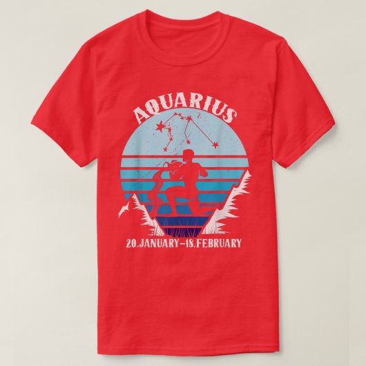 Aquarius Zodiac Retro Starry Night T-shirt (Design voorkant)