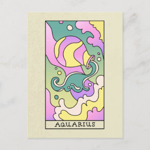 Aquarius Zodiac Sign Abstract Art  Briefkaart