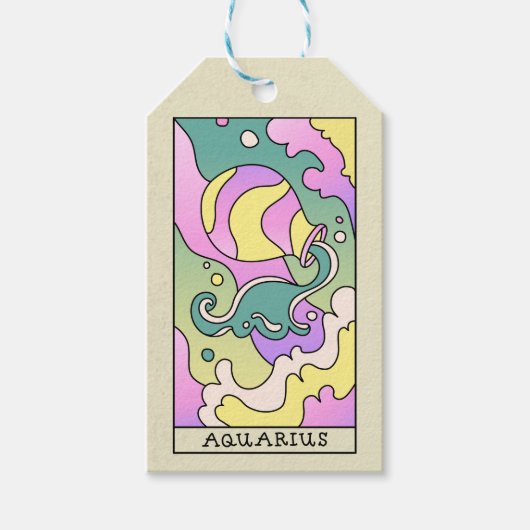 Aquarius Zodiac Sign Abstract Art  Cadeaulabel (Voorkant)