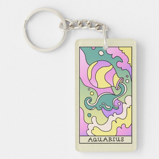 Aquarius Zodiac Sign Abstract Art Sleutelhanger (Voorkant)