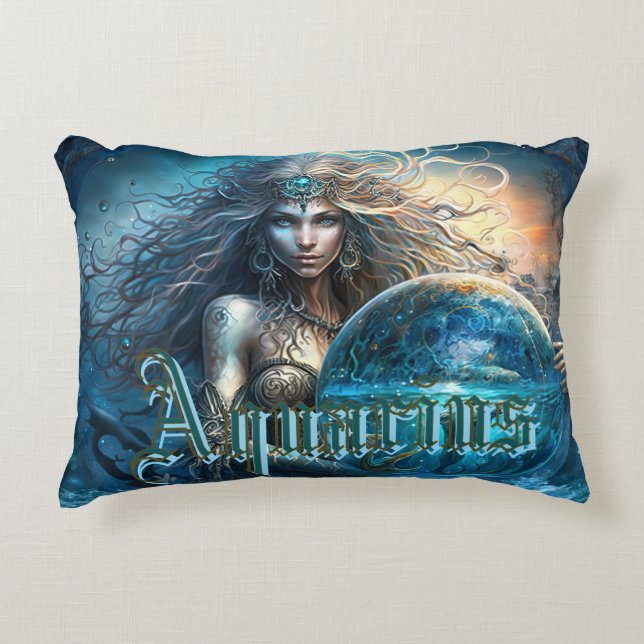 Aquarius Zodiac Sign Accent Kussen (Voorkant)
