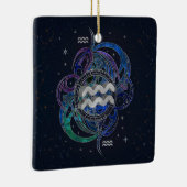 Aquarius Zodiac Sign Air Element Keramisch Ornament (Rechts)
