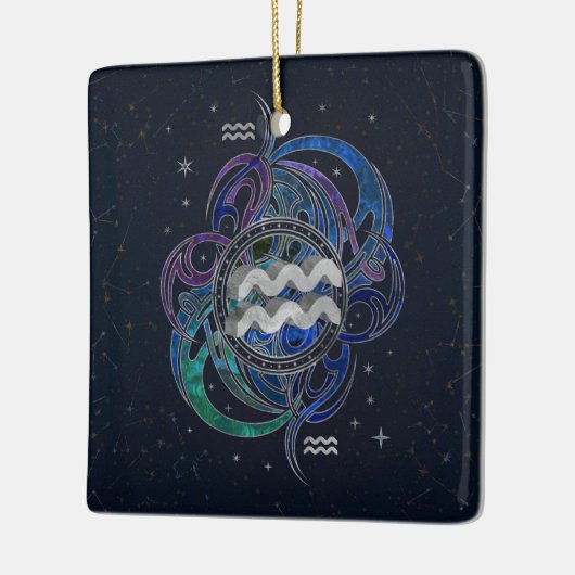 Aquarius Zodiac Sign Air Element Keramisch Ornament (Links)