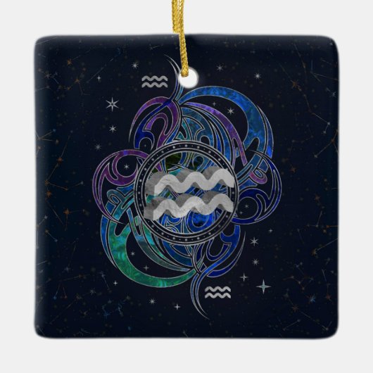 Aquarius Zodiac Sign Air Element Keramisch Ornament (Voorkant)