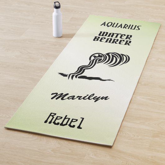 Aquarius Zodiac Sign. and Symbol Green Yogamat (In situ)