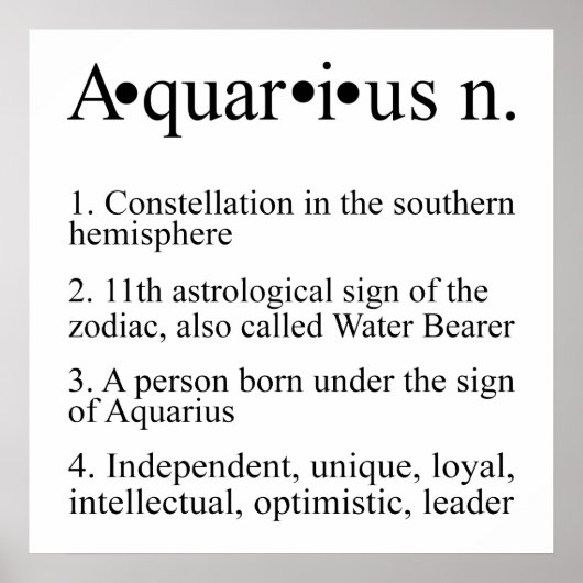 Aquarius Zodiac Sign | Astrologie Horoscope Poster (Voorkant)