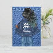 Aquarius Zodiac Sign Birthday Party Invitation Kaart (Staand voorkant)