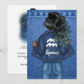 Aquarius Zodiac Sign Birthday Party Invitation Kaart (Voorkant / Achterkant)