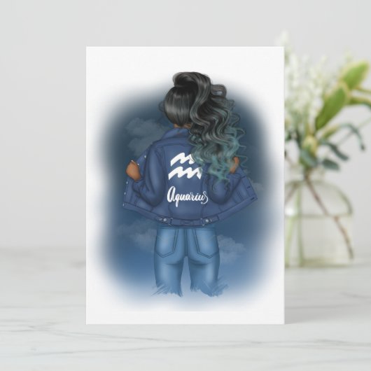 Aquarius Zodiac Sign Birthday Party Invitation Kaart (Staand voorkant)