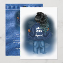 Aquarius Zodiac Sign Birthday Party Invitation Kaart