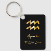 Aquarius Zodiac Sign., Black & Gold Sleutelhanger (Voorkant)