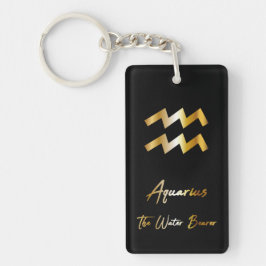 Aquarius Zodiac Sign., Black & Gold Sleutelhanger