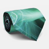 AQUARIUS ZODIAC SIGN, BLUE GROENE FRACTALE ZWIRLS STROPDAS (Opgerold)