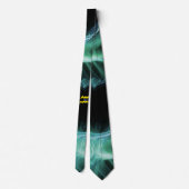 AQUARIUS ZODIAC SIGN, BLUE GROENE FRACTALE ZWIRLS STROPDAS (Achterkant)