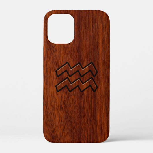 Aquarius Zodiac Sign Brown Mahogany Style Case-Mate iPhone Case (Achterkant)