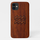 Aquarius Zodiac Sign Brown Mahogany Style Case-Mate iPhone Case (Achterkant)
