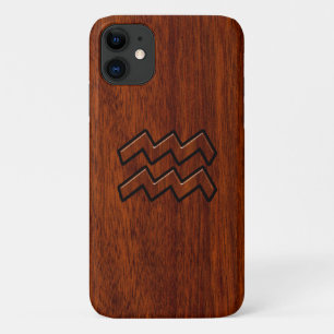 Aquarius Zodiac Sign Brown Mahogany Style iPhone 11 Hoesje