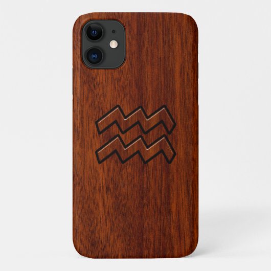 Aquarius Zodiac Sign Brown Mahogany Style Case-Mate iPhone Case (Achterkant)