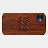 Aquarius Zodiac Sign Brown Mahogany Style Case-Mate iPhone Case (Achterkant (horizontaal))